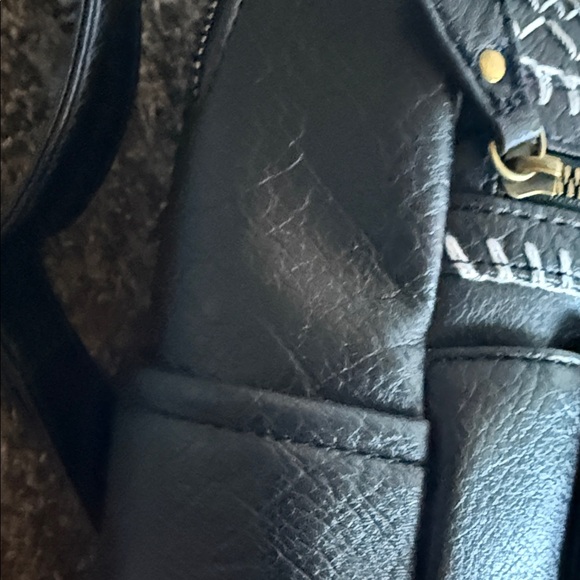 White Mountain Black Faux Leather Embroidered Backpack main image 5